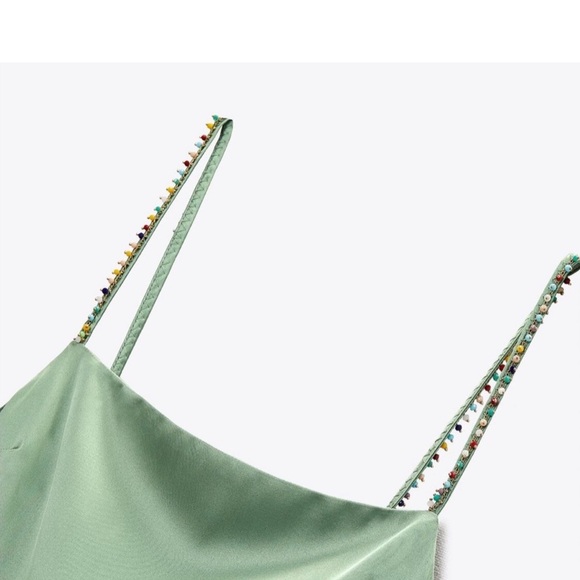 Zara slip dress with beads medium new with tags - Picture 3 of 5